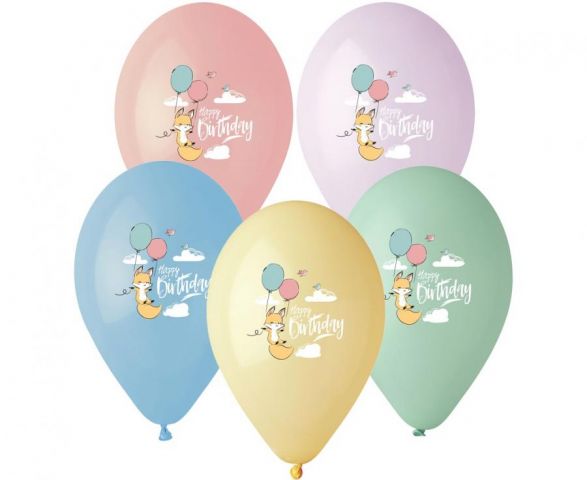 Zdjęcie 1 Balony pastelowe z nadrukiem "Happy Birthday"