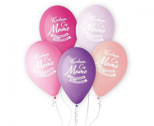 Zdjęcie 1 Balony pastelowe z nadrukiem "Kocham Cię Mamo"