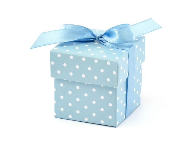 Zdjęcie 1 Pudełka upominkowe niebieskie w białe kropki