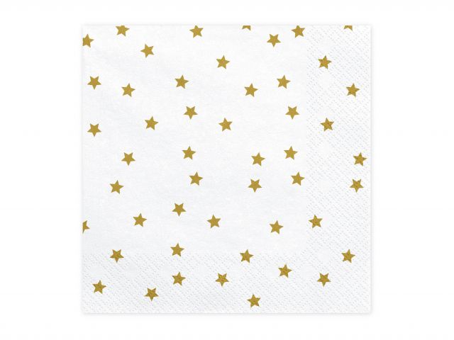 Zdjęcie 1 Serwetki białe w złote gwiazdki