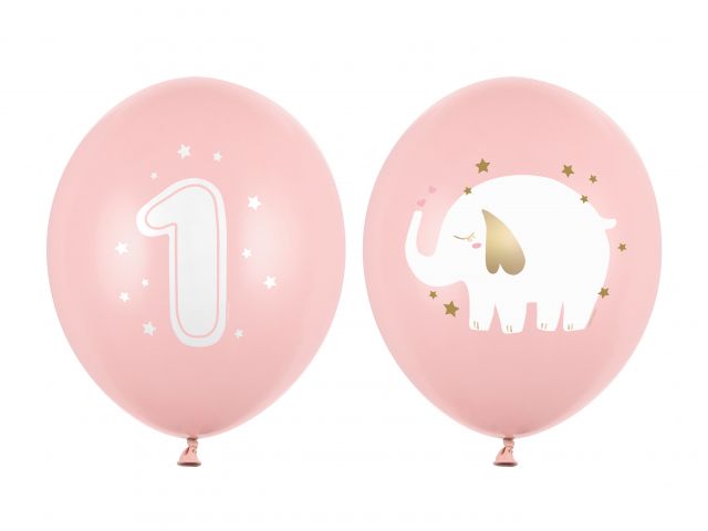 Zdjęcie 1 Balony pastelowe z nadrukiem "1" lub słonik