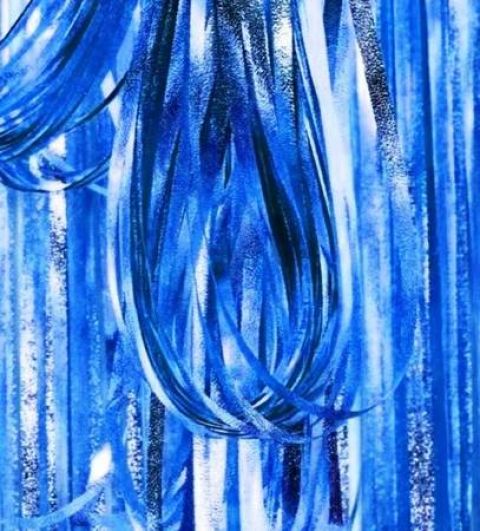 Zdjęcie 1 Kurtyna dekoracyjna niebieska chromowana