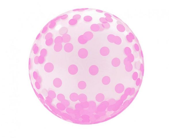 Zdjęcie 1 Balon przezroczysty z nadrukiem różowych kropek