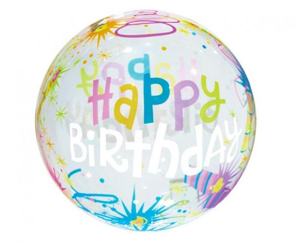 Zdjęcie 1 Balon przezroczysty z nadrukiem "Happy Birthday"