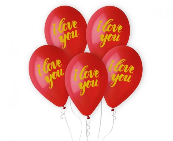 Zdjęcie 1 Balony pastelowe z nadrukiem "I love You"