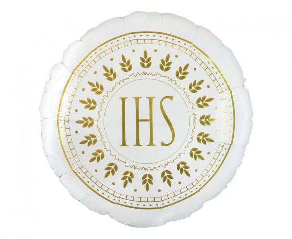 Zdjęcie 1 Balon foliowy okrągły biały "IHS"