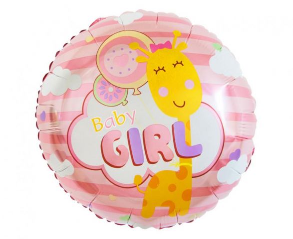 Zdjęcie 1 Balon foliowy okrągły Baby girl z żyrafą