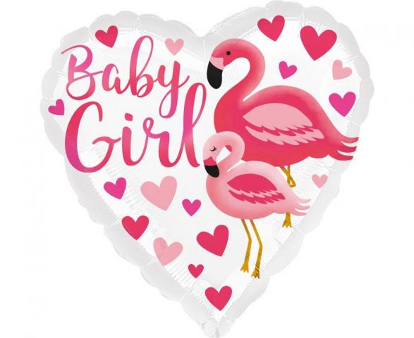 Zdjęcie 1 Balon foliowy serce Baby girl z flamingiem