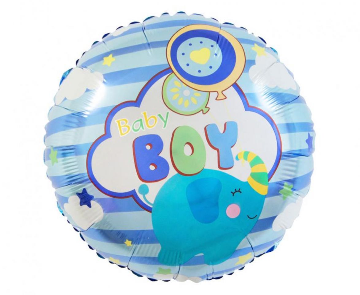 Zdjęcie produktu Balon foliowy okrągły Baby boy z słonikiem nr 1 