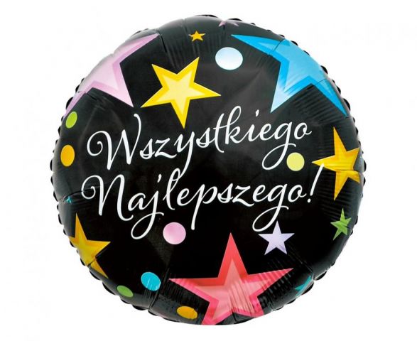 Zdjęcie 1 Balon foliowy okrągły "wszystkiego najlepszego" czarny