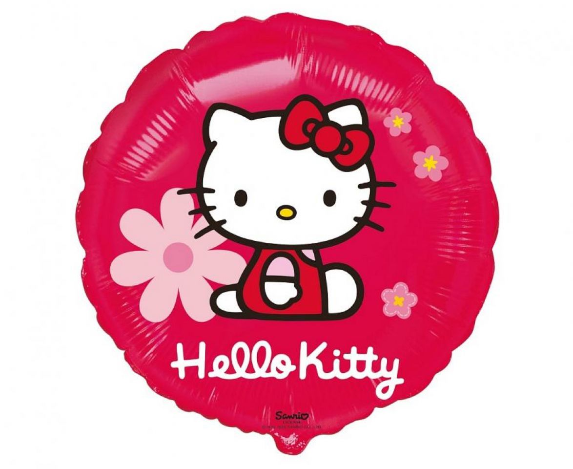 Zdjęcie produktu Balon foliowy okrągły Hello Kitty z kwiatkiem nr 1 