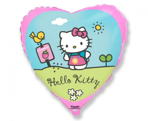 Zdjęcie 1 Balon foliowy serce Hello Kitty w ogródku