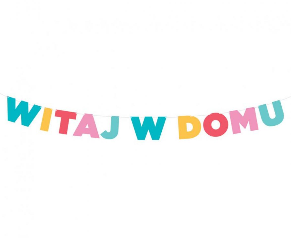 Girlanda papierowa "Witaj w domu" kolorowa