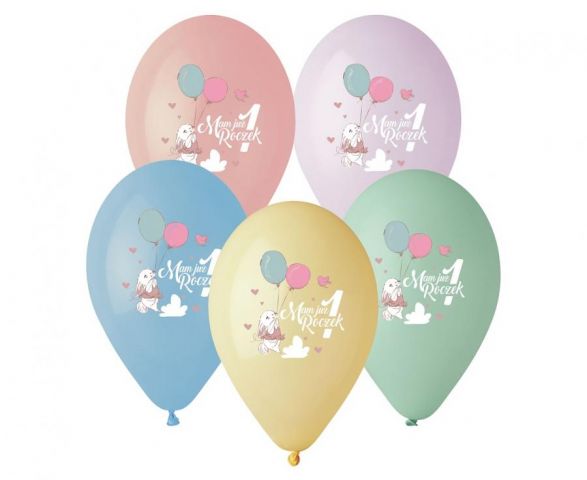 Zdjęcie 1 Balony pastelowe z nadrukiem na roczek