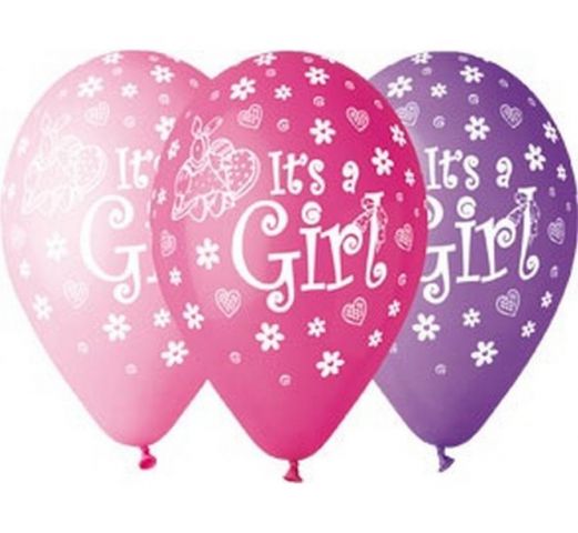 Zdjęcie 1 Balony pastelowe z nadrukiem "It's a Girl"