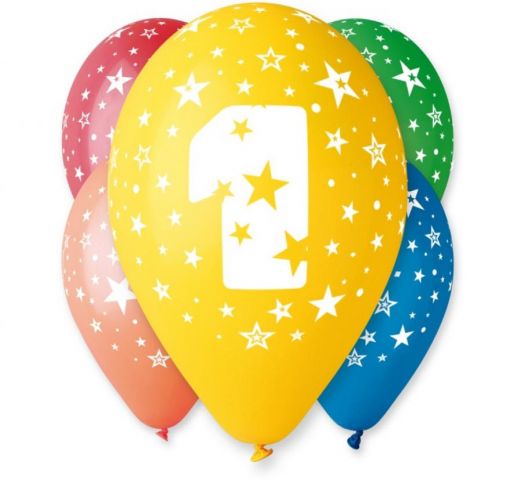 Zdjęcie 1 Balony pastelowe z nadrukiem "1"